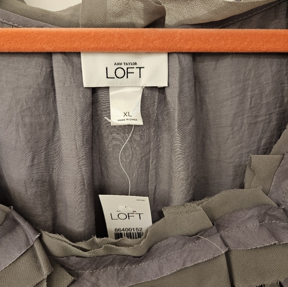 Ann Taylor Loft Gray Sheer Baby Doll Top - NWT - Size XL - Picture 4 of 9